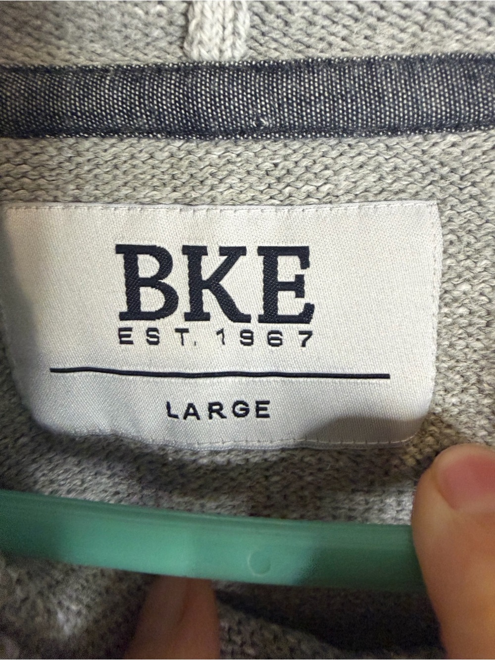 BKE Light Gray Textured Knit Pullover Hoodie Size Large - Picture 3 of 4